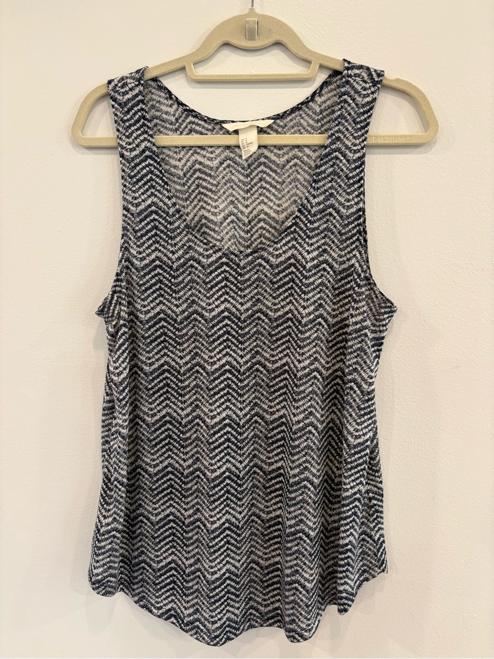 H&M Conscious Navy White Chevron Swing Tank Top Size M